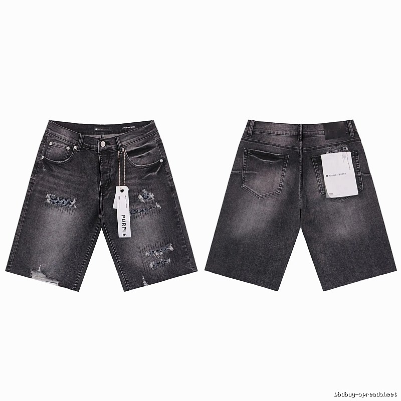 PurpleGodspeed High Street Ripped Black Gray Denim Shorts
