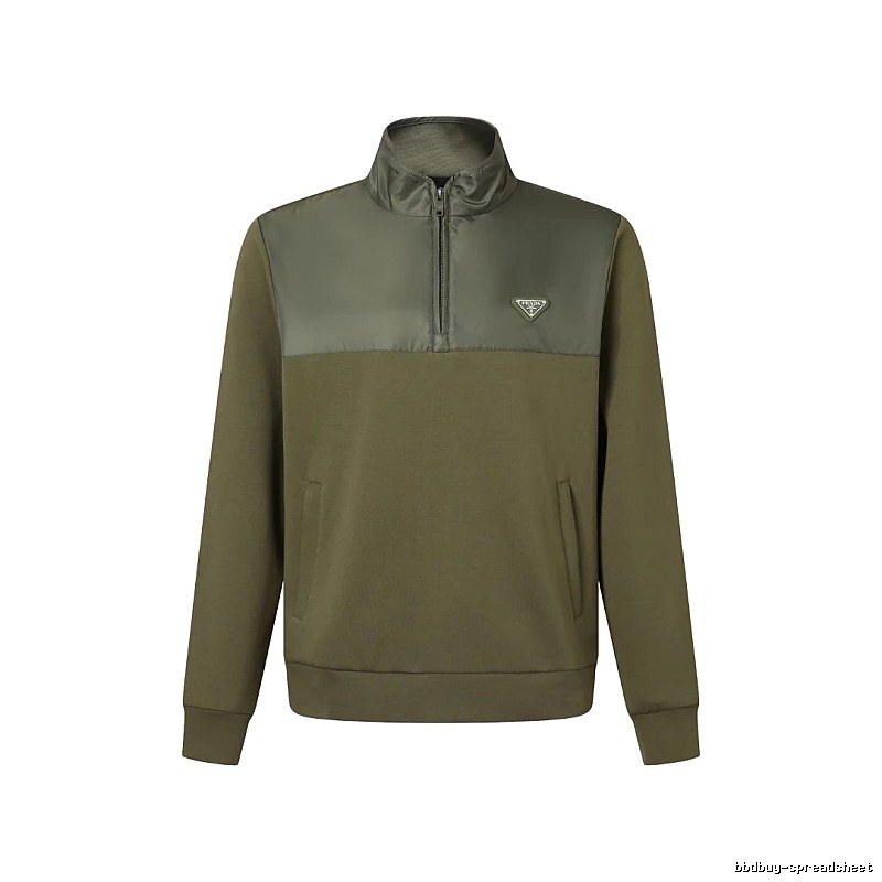 Quarter Zip Sweatshirt by Prada with Olive Quarter Zip Sweatshirt with