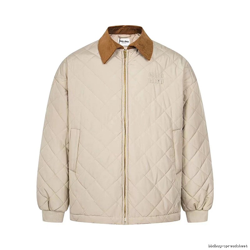 Quilted Collared Jacket with diamond stitching and a contrasting brown collar - Travel