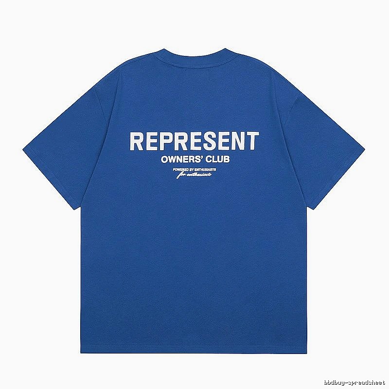 Represent Blue Style 801 Owners Club T-Shirt Airport Outfit Logo