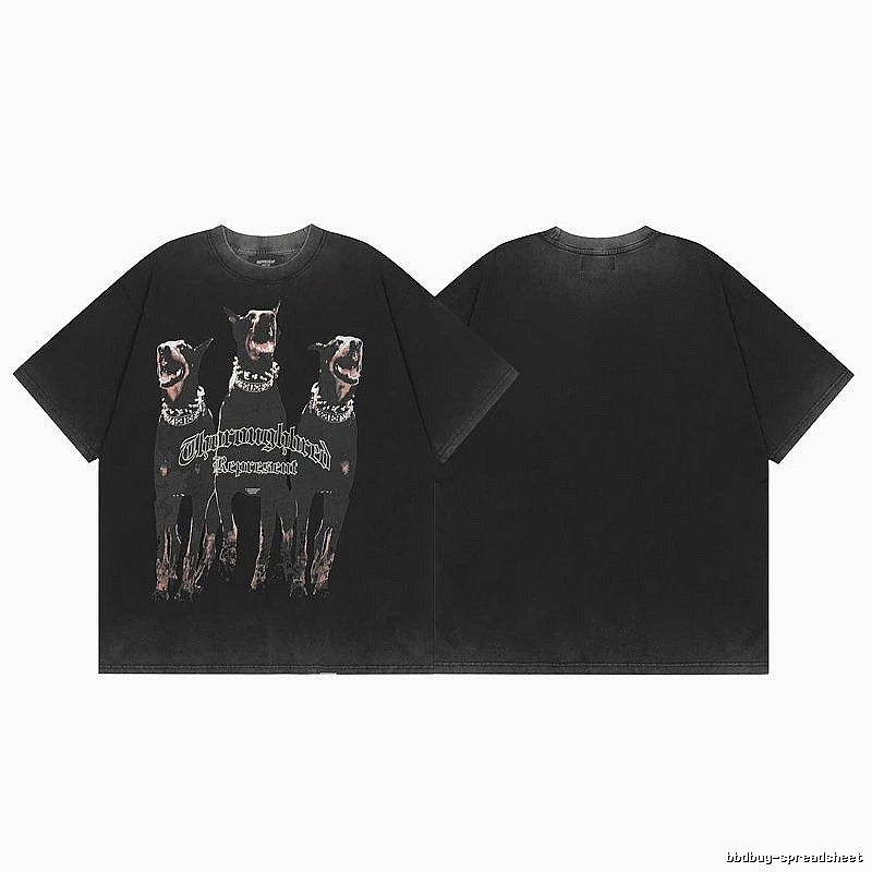 Represent Doberman Print Vintage Style Black Short-sleeve T-shirt