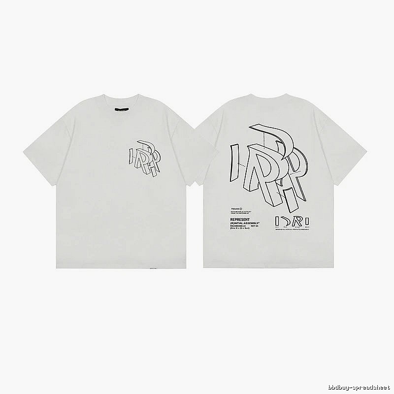 Represent Geometric Print Street-style Off-white T-shirt