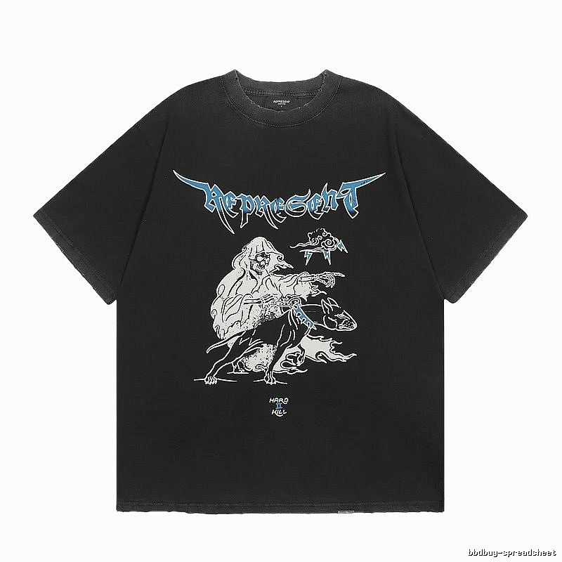 Represent Grim Reaper Print Vintage Style Black T-Shirt