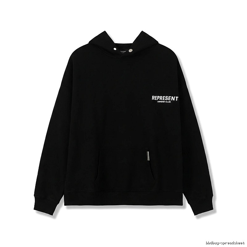 REPRESENT Minimalist Style Black Hoodie