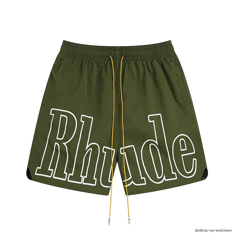 RHUDE letter-style military green shorts