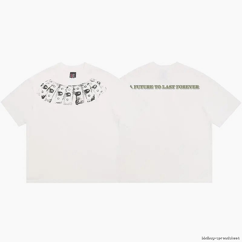 SAINT Dollar Bill Print Street Style White T-Shirt