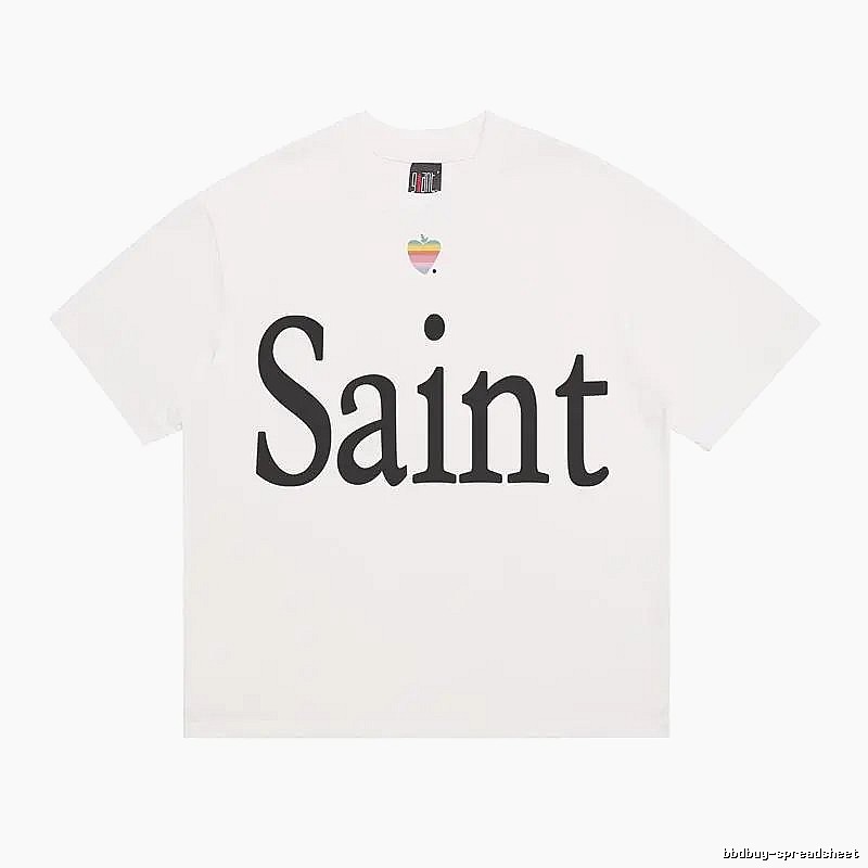 SAINT Letter Print Street Style Off-white T-shirt