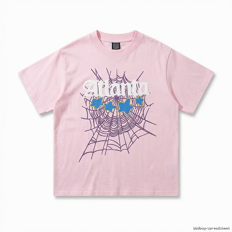 Sp5der cobweb print pink T-shirt