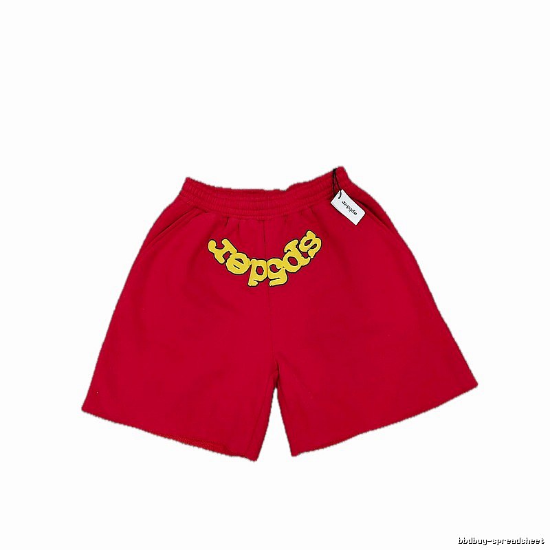 Sp5der Foam Print Street Style Red Casual Shorts