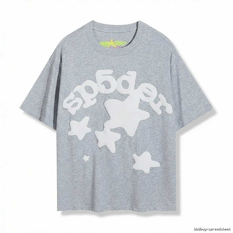 Sp5der Gray T-shirt with Star Print