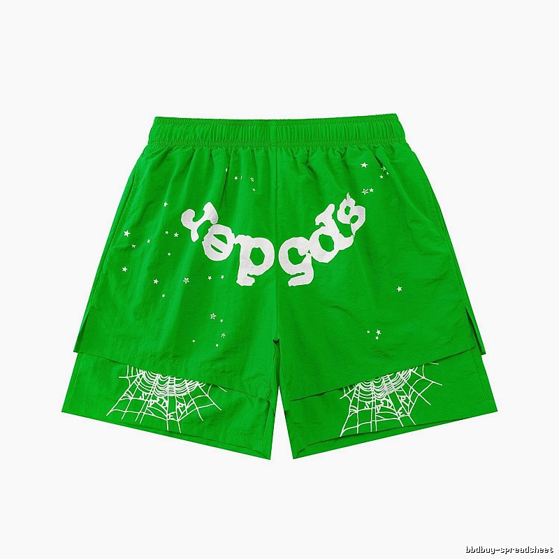 Sp5der Starburst Trendy Cool Green Shorts