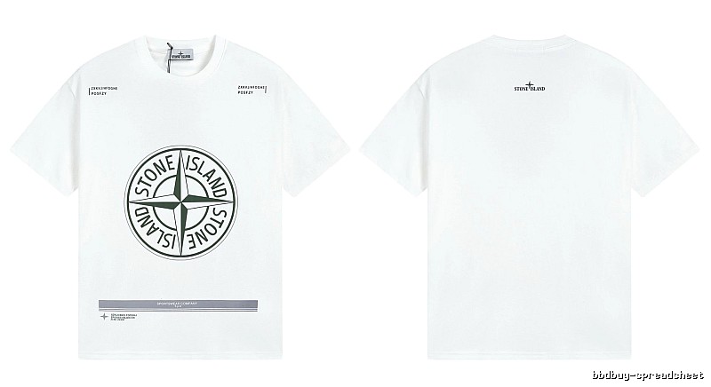 Stone Island Compass Print Casual Style White Short-sleeve T-shirt