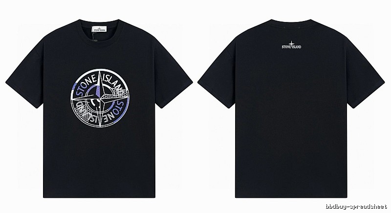 Stone Island Compass Print Street Style Black T-Shirt