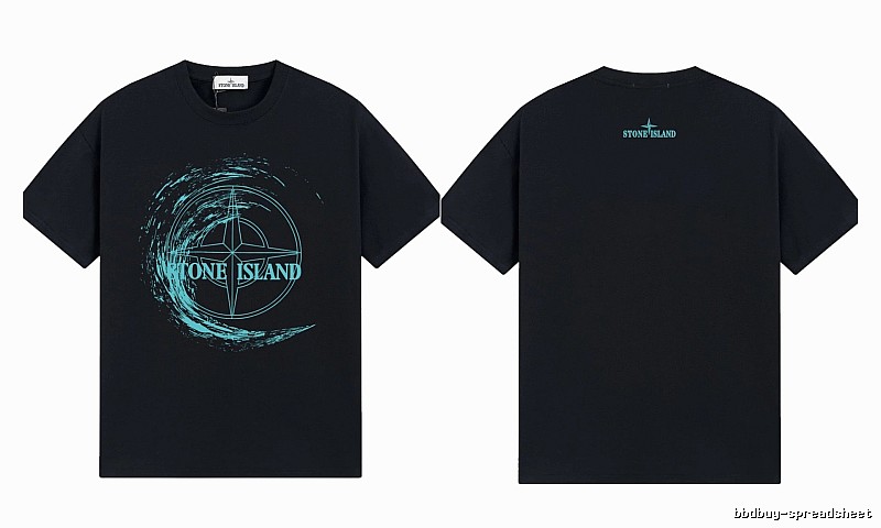 Stone Island Compass Print Street Style Black T-Shirt