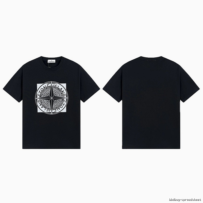 Stone Island Compass Print Street Style Black T-Shirt