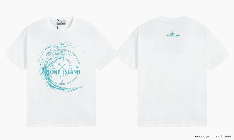 Stone Island Compass Print Street Style White T-Shirt