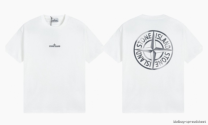 Stone Island Large Compass Print Street Style White T-Shirt