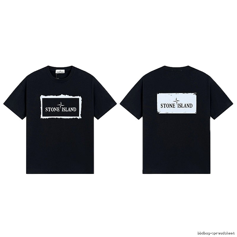 Stone Island Printed Street Style Black T-Shirt