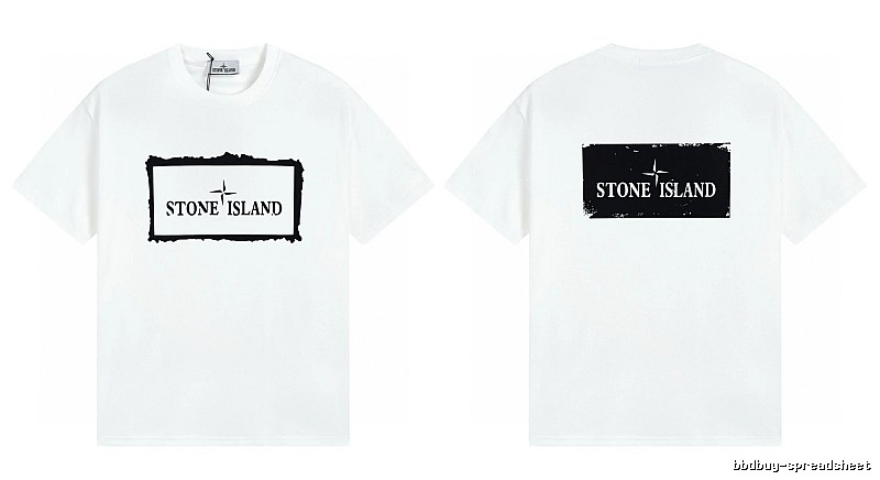 Stone Island Printed Street Style White Short Sleeve T-Shirt