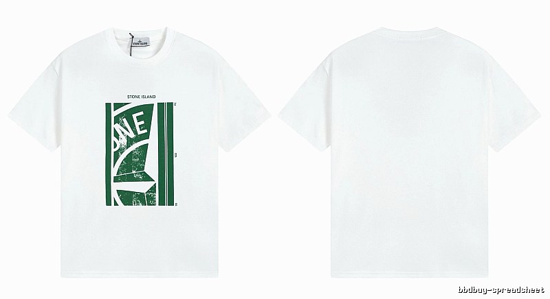Stone Island Printed Street Style White Short Sleeve T-Shirt