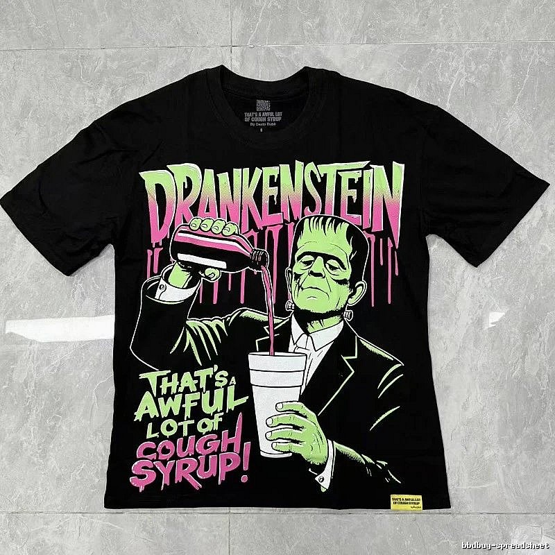 Streetwear Brand Frankenstein Street Style Black Short-sleeve T-shirt