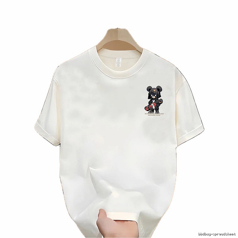 Streetwear Brand Skate Bear Street-style Off-white Short Sleeve T-Shirt