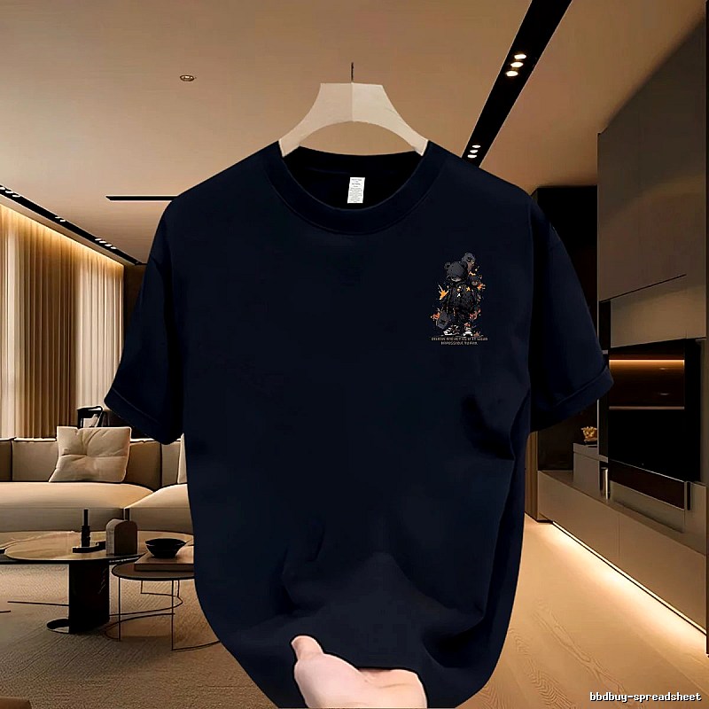 Streetwear Street Style Navy Blue Mechanical Bear Graphic Short-sleeve T-shirt
