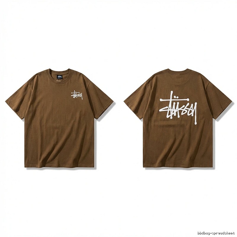 Stussy basic simple style coffee-colored T-shirt