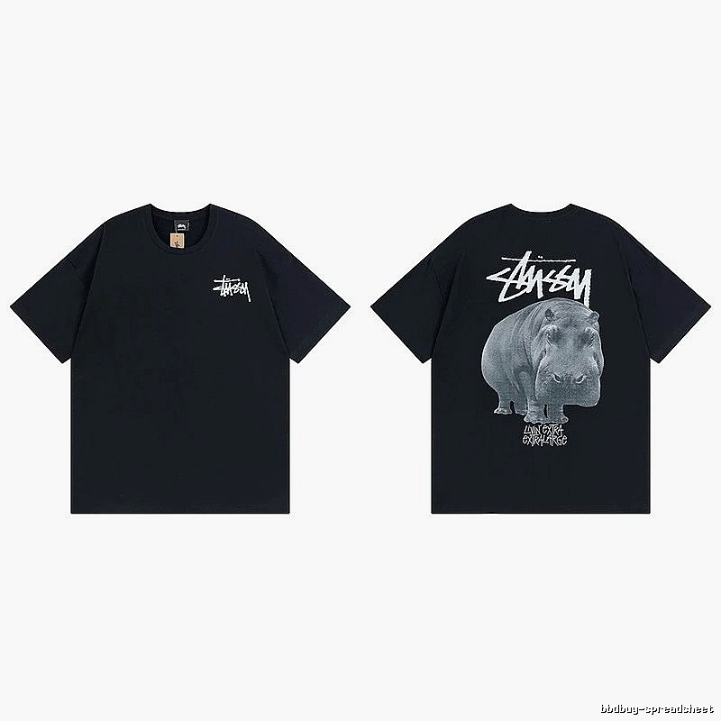 Stussy Black Spider Graphic T-Shirt Match Day Logo