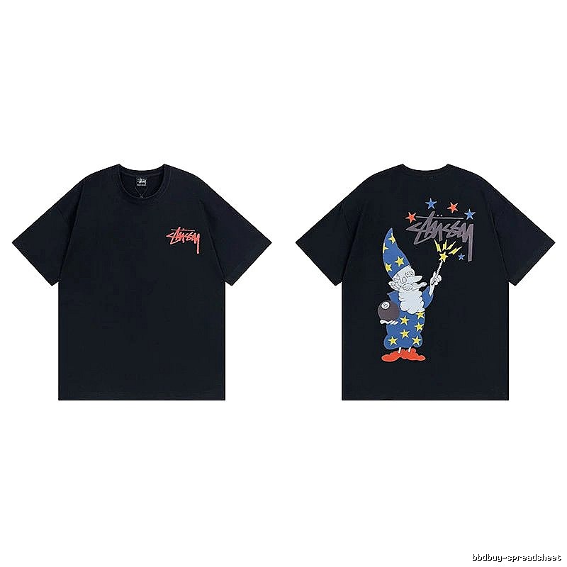 Stussy Black Spider Graphic T-Shirt Sport Casual Logo