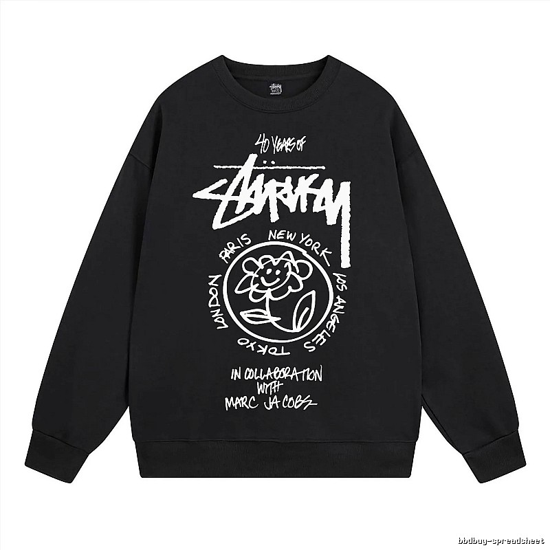 Stussy Black Style 539 Graphic SweatShirt Campus Look