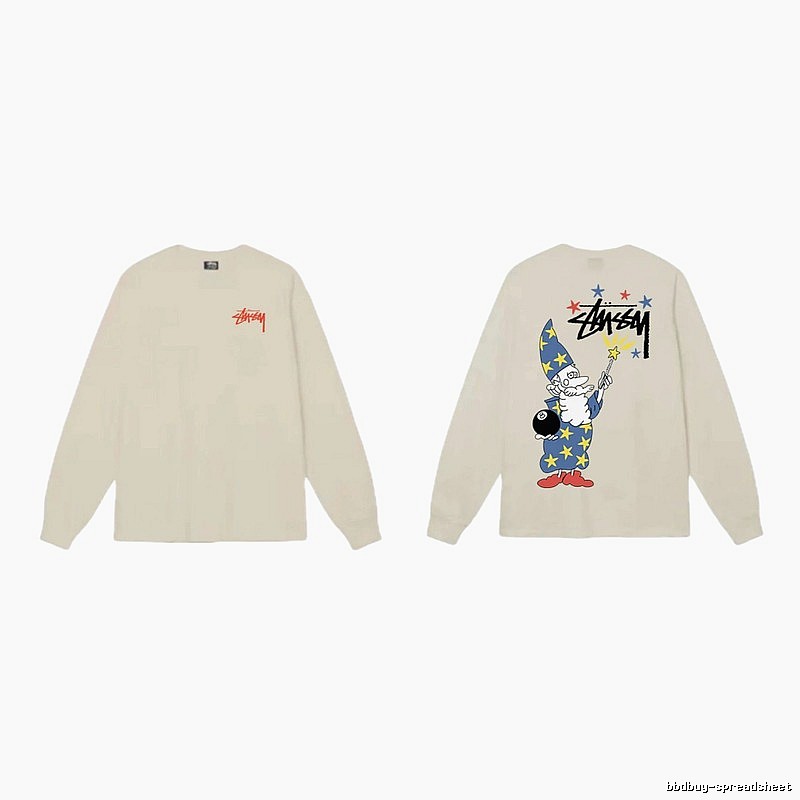 Stussy cartoon print beige long-sleeve