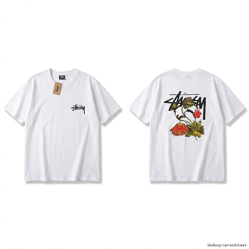 Stussy Floral Print White T-Shirt