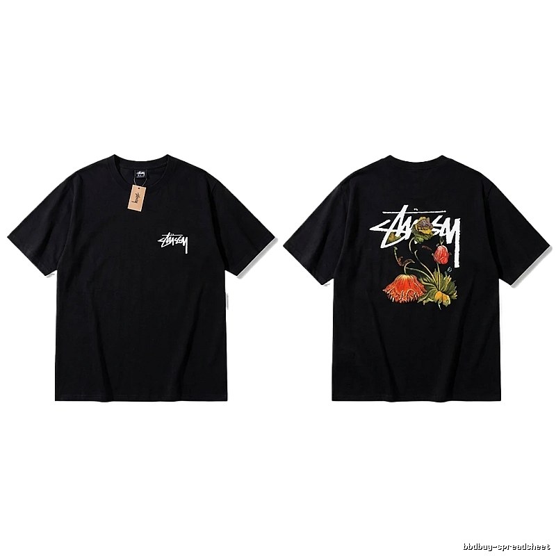 Stussy Floral Style Black T-shirt
