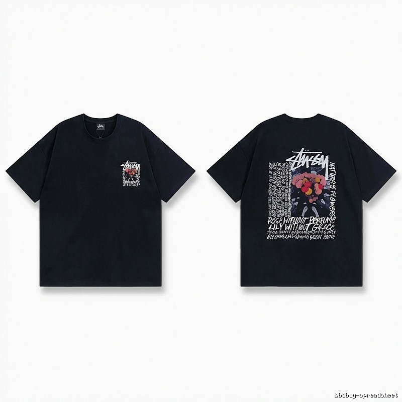 Stussy Floral Style Black T-shirt
