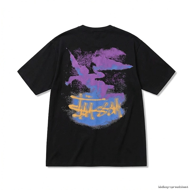 Stussy graffiti-style black T-shirt
