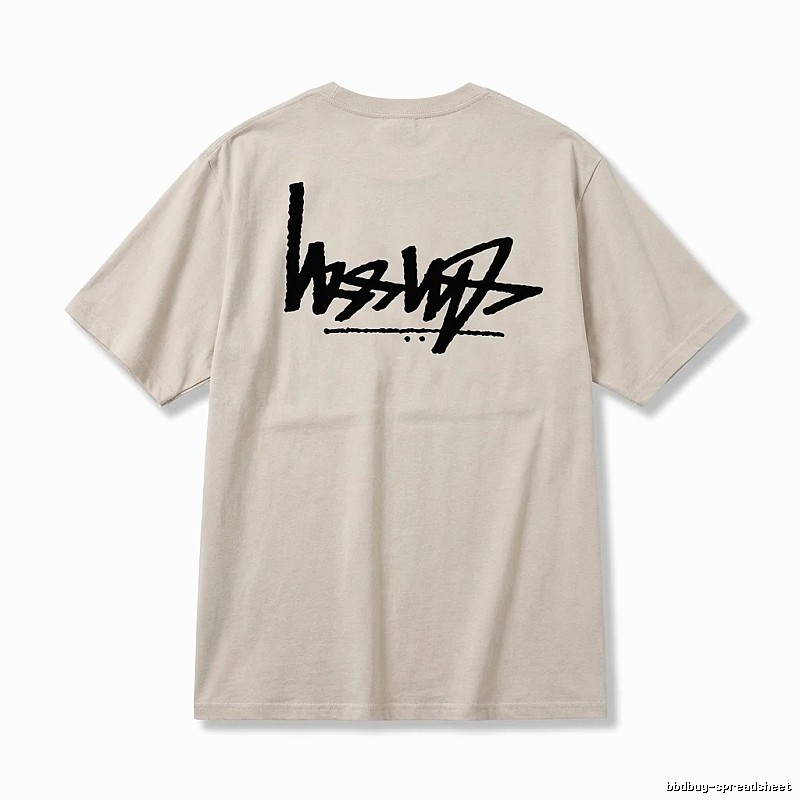 Stussy graffiti-style light gray T-shirt