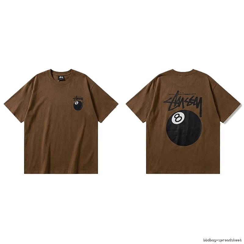 Stussy No.8 Ball Trendy Brown T-shirt