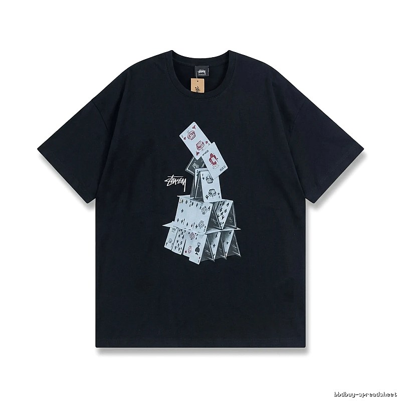 Stussy playing card series trendy black T-shirt