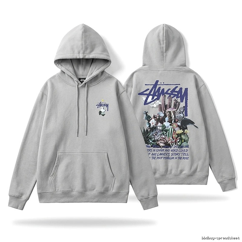 Stussy - printed trendy gray hoodie