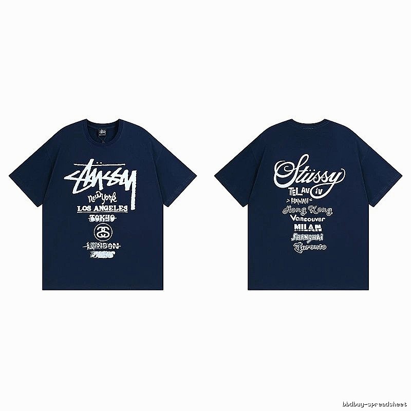 Stussy Simple Logo Finish Spider Graphic T-Shirt Minimal Look