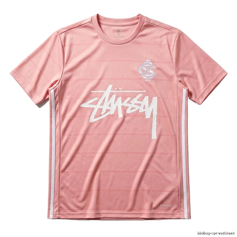 Stussy trendy brand pink striped T-shirt