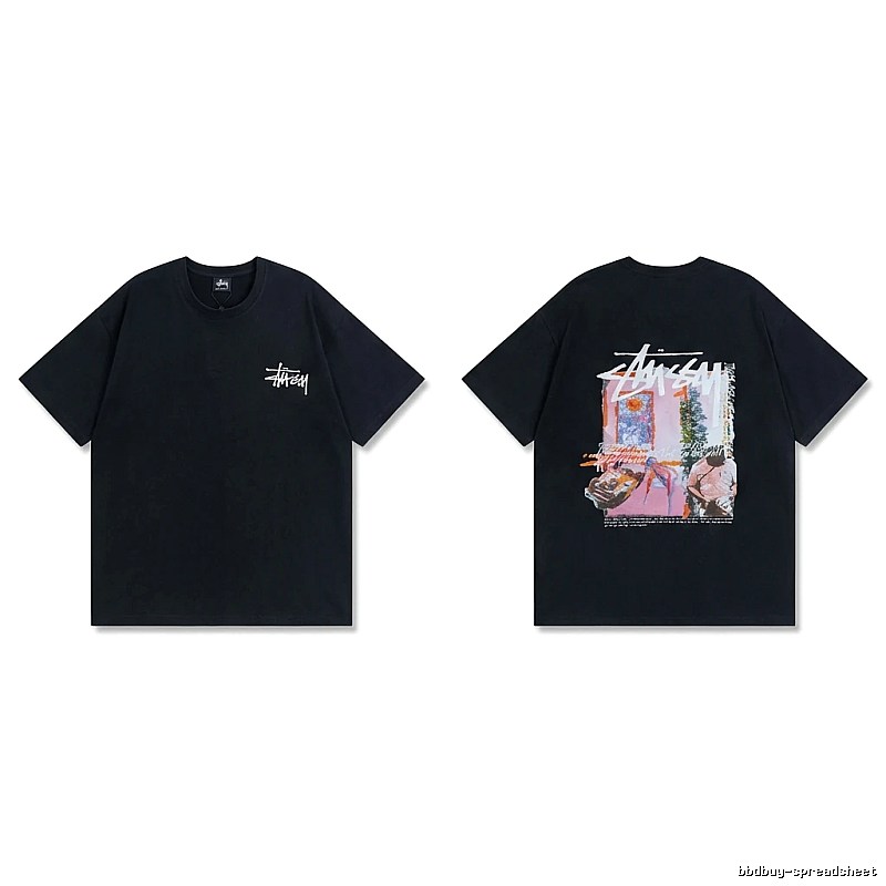 Stussy trendy style black T-shirt