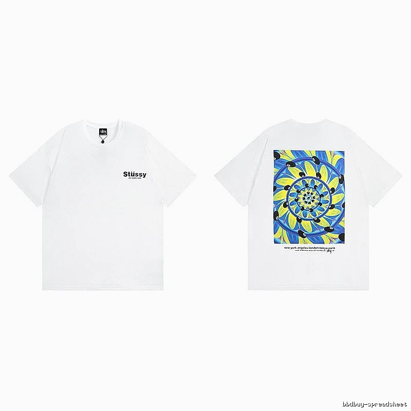 Stussy White Spider Graphic T-Shirt Clean Finish Logo