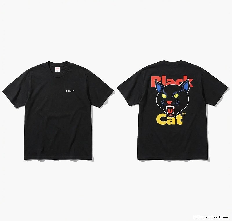 Supreme Black Cat Trendy and Cool Style Short-sleeve Shirt