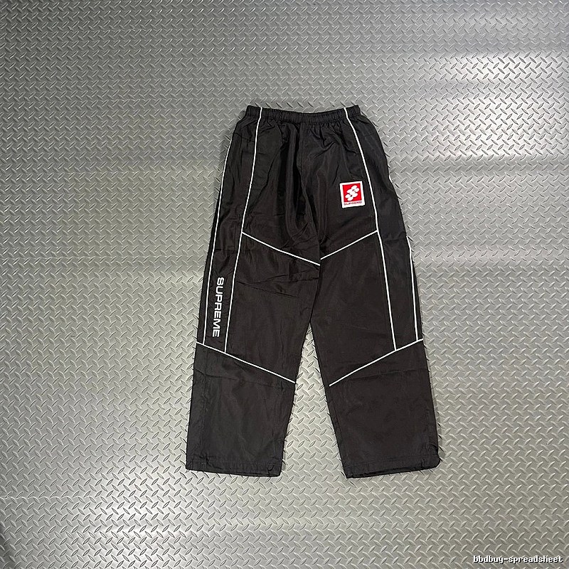 Supreme Black Utility Track Pants with Contrast Seams