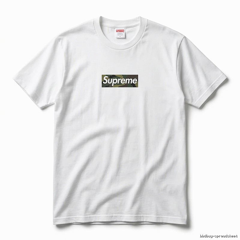 Supreme camouflage-style white T-shirt