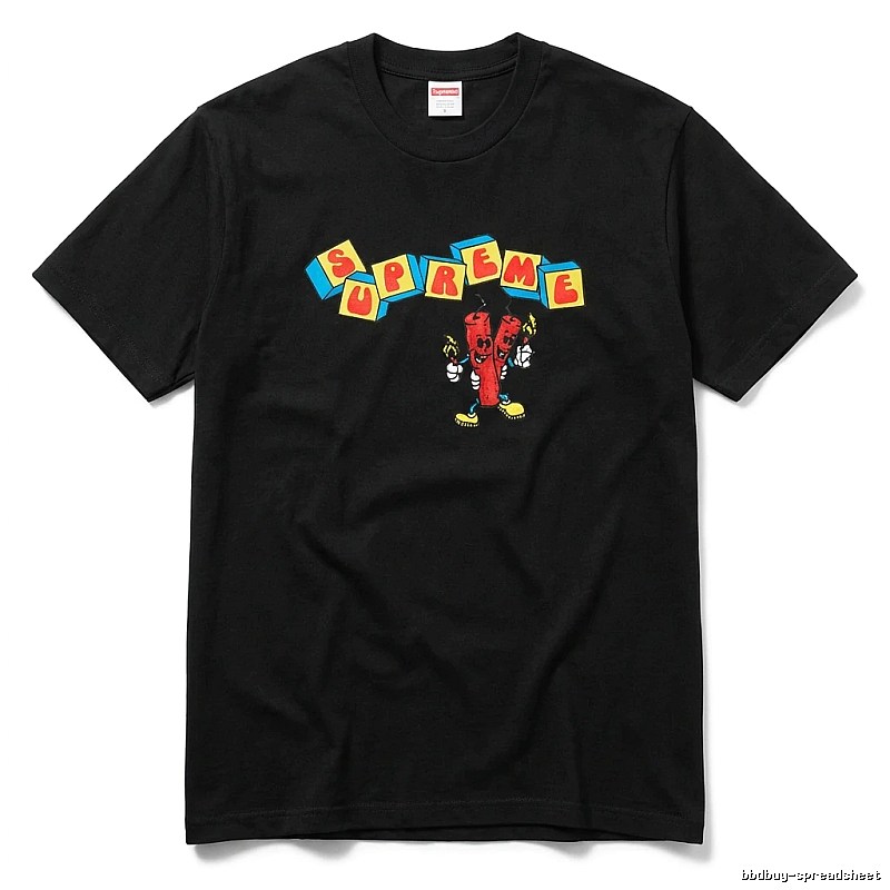 Supreme Cartoon Square Style Black T-shirt