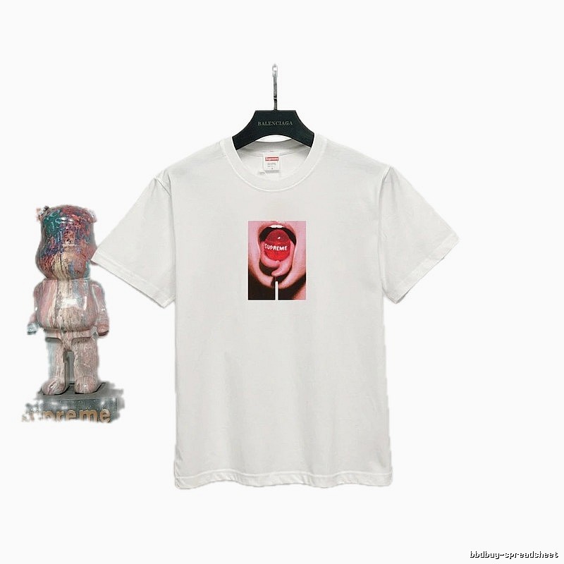 Supreme Lollipop Print Street Style White T-Shirt