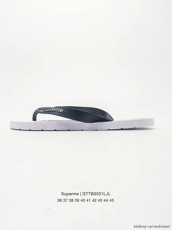 Supreme Street Fashion Black and White Flip-Flops